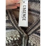 L'Agence  Harriet Blouson Sleeve Wool Blend Cardigan Brown Mulit Stripe M $360 Photo 6