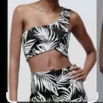 ZARA Tropical One Shoulder Crop Top Jaquard Material Size S Photo 4
