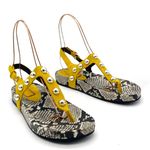 Marc Fisher  LTD Indie Mustard Yellow Suede Studded Thong Sandal Women’s Size 7.5 Photo 0