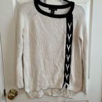 Grace Elements Black and White Lace Up Stitch Detail Sweater Size Medium Photo 1
