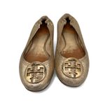 Tory Burch  Minnie Travel Metallic Gold Sz 7 Shimmer Medallion Flats w/ COA Photo 1