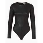 Good American NWT  Better Than Leather Long Sleeve Bodysuit Black Size 2 Photo 5