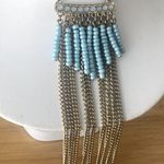 Anthropologie  Shiraleah Eulalia Necklace Turquoise Fringe Chains Photo 1