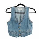ROLLAS Dallas Women’s Cropped Denim Buttoned Y2K Vest Sz S Blue Photo 2