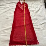Vintage sheer Red lace maxi dress with high side slits and open back Size small Photo 5