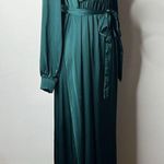 SheIn Green Satin Long Sleeve Maxi Dress Photo 2