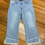 Liverpool Los Angeles Hannah Crop Flare Jeans Fringe Hem Light Wash Size 16 Blue Photo 0