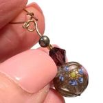 Unique Elegant Earrings Gold and Multicolored Beads Purple Photo 5