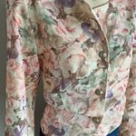 VINTAGE rose floral garden pastel watercolor button blazer suit jacket Purple Size L Photo 8