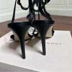 leather retro glam chic y2k open toe Satin Ruffle Heels Size 7 Photo 6