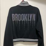 Common Stitch Chic Black and White Varsity Jacket with '89' & Brooklyn Dripping Size L Photo 1