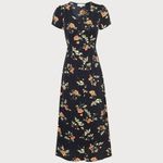 RIHOAS The Black V Neck Floral Short Sleeve Maxi Dress Size L Photo 5