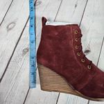 Diba Blake Suede Bootie Burgundy Lace Up Wedge Ankle Boots Women Size 8.5 Red Photo 10
