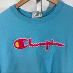 Champion Reverse Weave Logo Crewneck Sweatshirt Blue Pink Large Photo 4