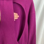 Savvi Purple Ribbed Long Sleeve Cutout Back Hoody Sporty Athletic Sweater M Size M Photo 2