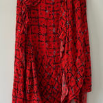 Preen Line Red Black Viscose Sharkbite Asymmetrical Flowy Knee Length Skirt M Size M Photo 0