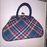 NESS..SCOTTISH BRAND TEAL WOOL PLAID TARTAN KISS LOCK HAND BAG Blue Photo 0