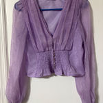 Pretty Little Thing  sheer pastel purple smocked long-sleeve blouse size 4 Photo 0