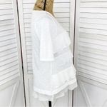 White House | Black Market WHBM Tiered Chiffon Ruffles Slub Knit Shirt White XS Photo 2