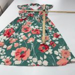 Adrianna Papell Dress Women Size 14 Blue Green Floral Flutter Sleeve V Neck Midi Photo 9