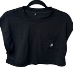 P'Tula Shanna Black Cropped Tee Boxy Front Pocket Rayon Cotton Mix Size Small Photo 0