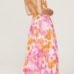 SAU LEE Bright Pink Floral Plunge Neckline Super Wide Leg Juliana Jumpsuit 2 Photo 3