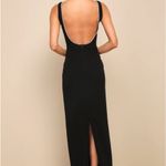 Lulus Timeless Poise Black Rhinestone Square Neck Backless Maxi Dress Photo 1