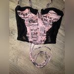Edikted Pink Lace Newspaper Corset Top XS Photo 4