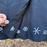 Vintage 90s Westbound Christmas Trees Snowflakes Embroidered Long Black Dress S Photo 1