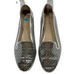 J.Crew  CLEO Silver Mirror Metallic Leather Perforated Loafers Size 7.5 M Photo 3