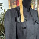 Anne Klein  Women’s Charcoal Belted Utility Jacket Size 4 High Neck Snaps Front Photo 2