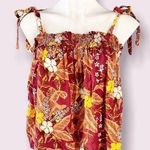 Rachel Zoe Floral Cropped Top Smocked Tie Shoulder Straps Size M New with Tag Photo 2