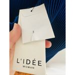 L’IDEE Regal Blue 90s One Shoulder High Neck Satin Plisse Lettuce Hemline Dress Size 10 Photo 12