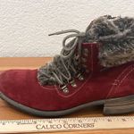 JOSEF SIEBEL Sandra 67 Burgundy Faux Fur Trim Suede Leather Ankle Boot Size 9 Photo 10