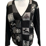 Susan Bristol Susan‎ Bristol Grey Christmas Full Zip Wool Vintage Sweater Cardigan Large Photo 0