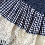 Navy and Cream Gingham Lace Dress Blue Size XS Photo 2