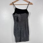Lulus  Metallic Bodycon Mini Dress Small Black Silver Glitter Sparkle Party‎ NYE Photo 2