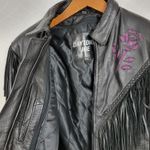 Daytona Joe Womens Moto Jacket Size XXL Black Purple Rose Zip Front Fringe Photo 5