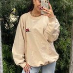 Free People Cream vintage 90s crewneck sweatshirt with embroidered train logo sz M MENS Photo 1