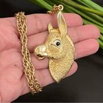 Vintage Unsigned Brushed Gold Llama Alpaca Pendant Necklace Photo 4