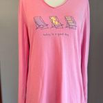 Life is Good Pink Long Sleeve Beach Pool Graphic Long Sleeve Hooded Tee Photo 0