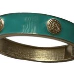 ELIZABETH JULES TIFFANY TEAL BLUE MINT GREEN CLAM CUFF ENAMEL GOLDTONE BRACELET Photo 0