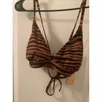 Kona Sol Womens Zebra Print Cross Tie Back Bikini Top Brown Black  Size Small Photo 6