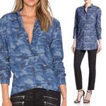 ATM blue boyfriend camo camouflage button front shirt size‎ small oversized Photo 1