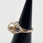 Vintage Avon NRT Faux Pearl & Black Rhinestone Ring (6) Photo 1