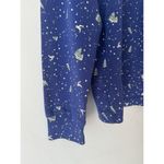 Lands' End  Blue Winter Holiday Scene Relaxed Fit Mock Neck Shirt Women’s Medium Photo 3