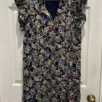 THML  Multicolor Flutter Sleeve V Neck Abstract Print Peplum Hem Size‎ Large Photo 0