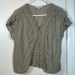 Farmers Market Lace Trim Dolman Blouse Top Olive Green Size M/L EUC #1948 Size M Photo 1