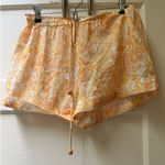 Tularosa  Shorts S Orange Floral Paisley Boho Cotton Funky Boho Summer Beach Swim Photo 0