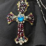 Mini Denim Black Layered Skirt with Cross Embellished Chains S Photo 7